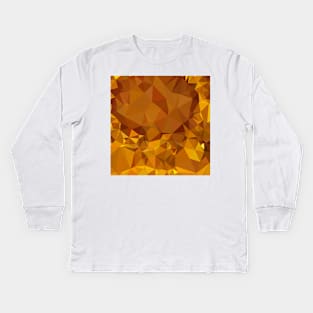 Dark Tangerine Yellow Abstract Low Polygon Background Kids Long Sleeve T-Shirt